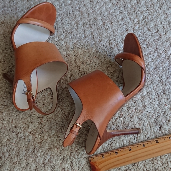 Kors Michael Kors soft tan leather Slingback open Toe Pump Size 8.5 - Picture 6 of 15
